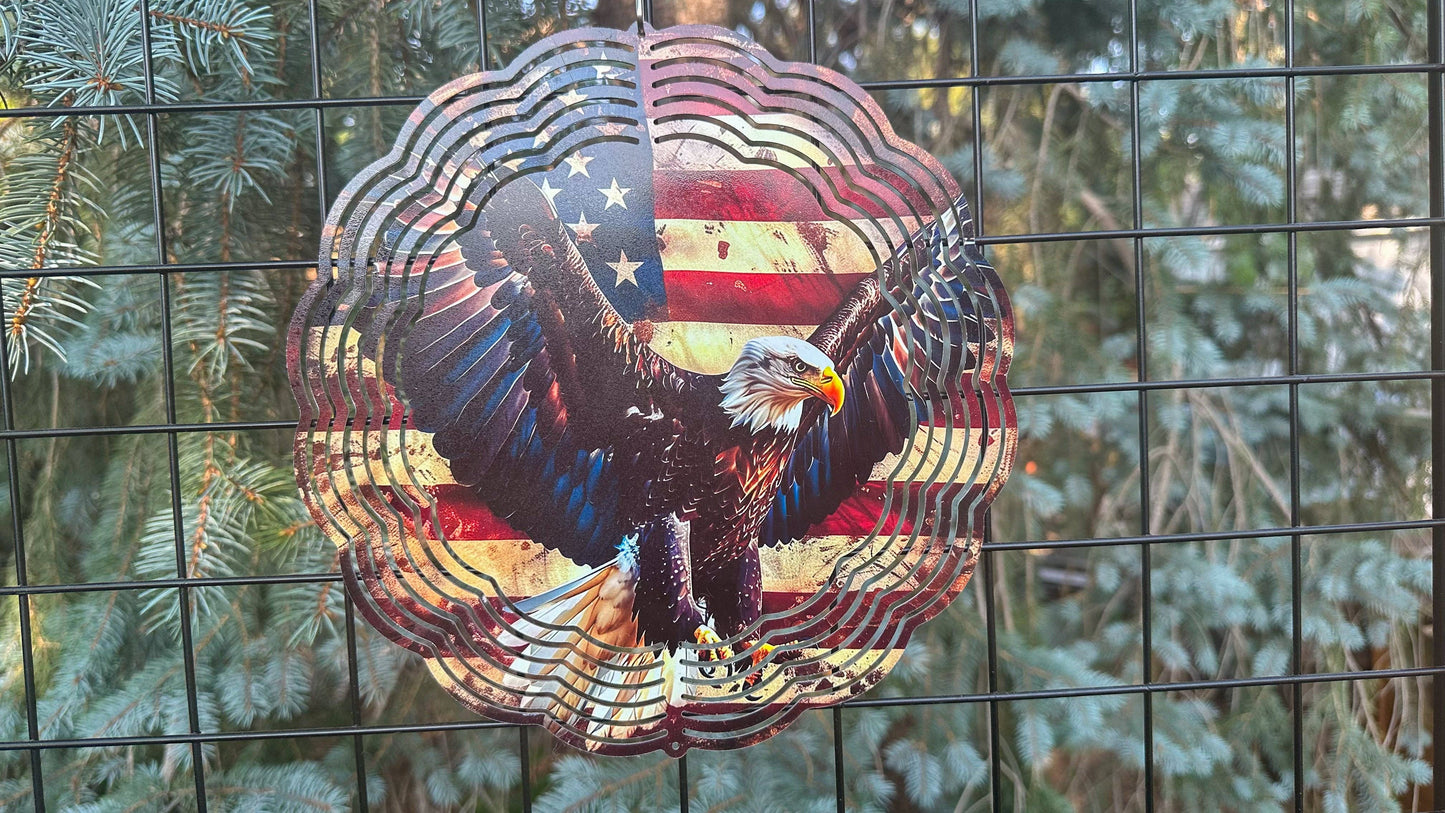 Wind Spinner - 360 Deg Swivel - USA Flag Art