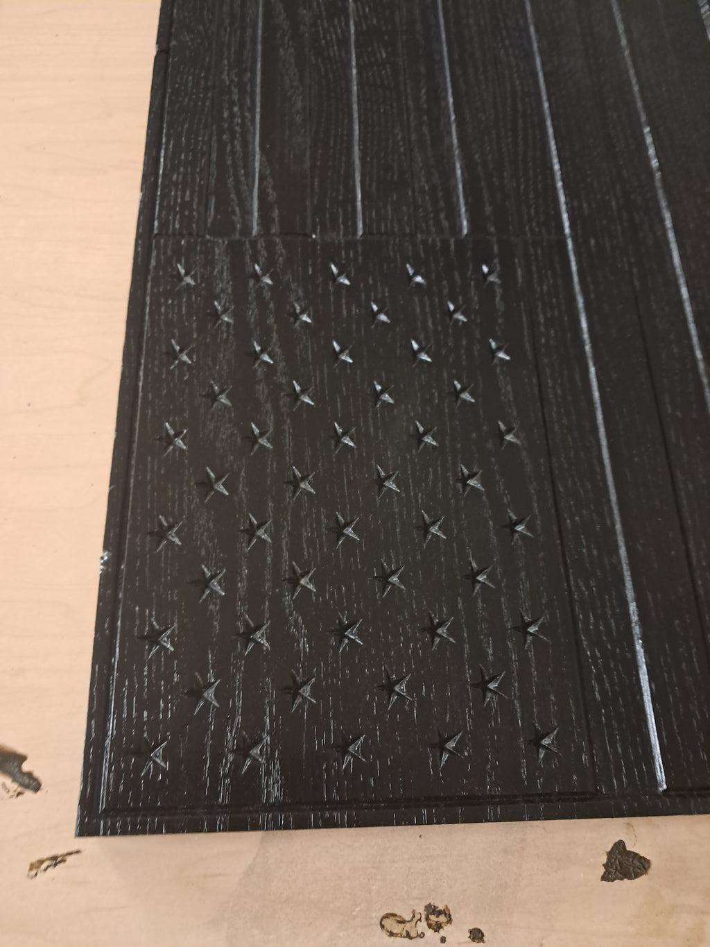 Red Oak Black Lacquered American Flag