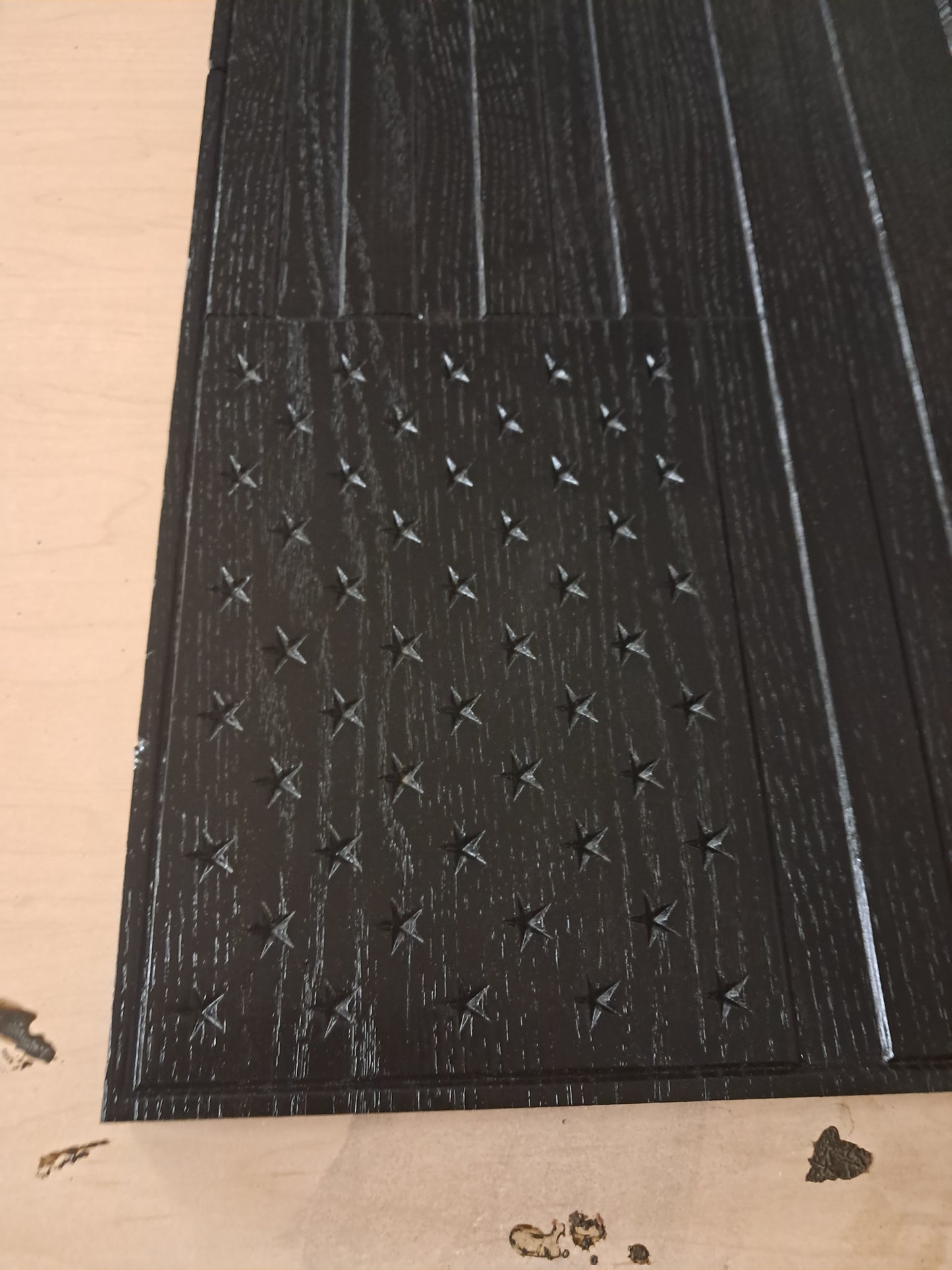 Red Oak Black Lacquered American Flag