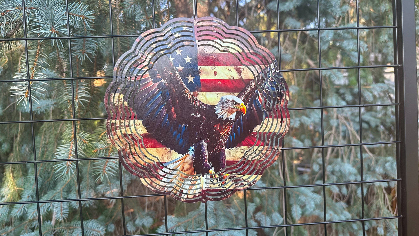 Wind Spinner - 360 Deg Swivel - USA Flag Art