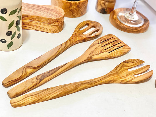 Olive Wood Cooking Tools: Slotted Spoon