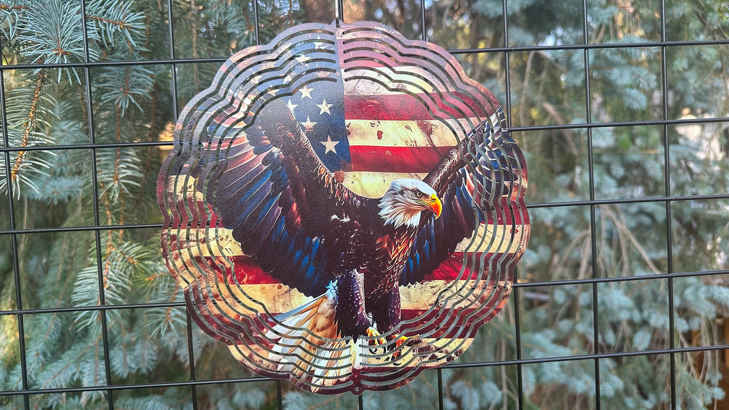 Wind Spinner - 360 Deg Swivel - USA Flag Art