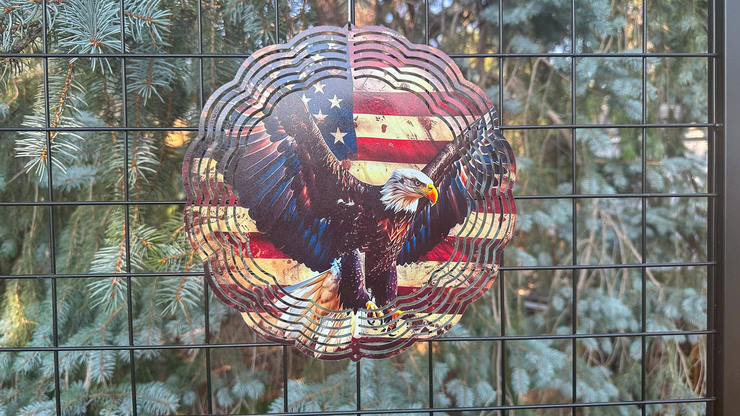 Wind Spinner - 360 Deg Swivel - USA Flag Art