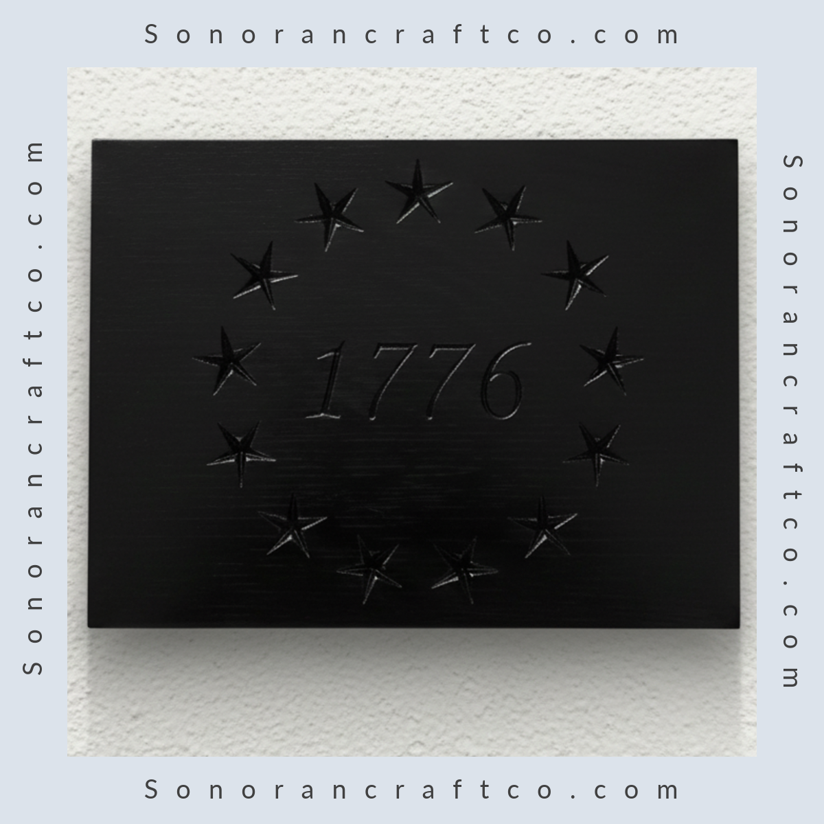 1776 Betsy Ross Stars Black Lacquered Wood Sign